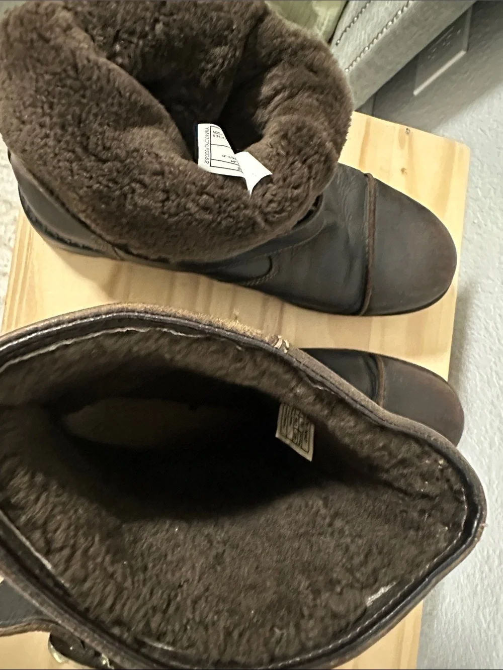 Uggs Genuine Leather Men Buckle Ankle Boots - Dark Brown 14